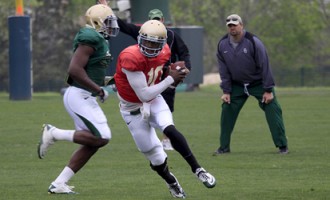 Football ends spring drills with scrimmage