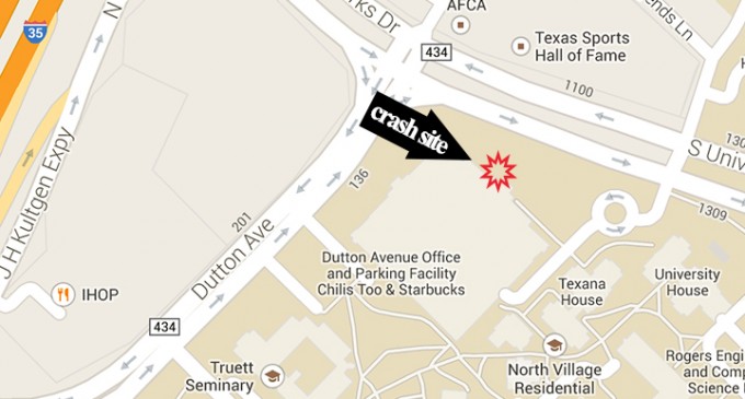 Driver wrecks vehicle in campus ditch