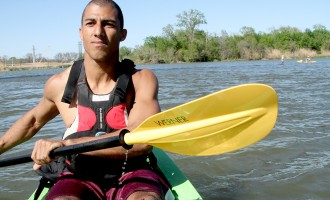 Laid back in a kayak
