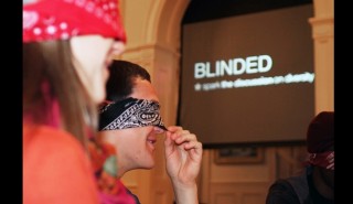 Students anonymously attend the Fourth Annual "Blind" event, hosted by the office of the external vice president, Tuesday, Feb. 8, 2011 in the Barfield Drawing Room of the Bill Daniel Student Center. Students were blindfolded, seated and then joined by a member of the Baylor faculty who facilitated open discussion on race, ethics, religion, politics, gender, sexuality and socioeconomic status. Jed Dean | Lariat Photo Editor