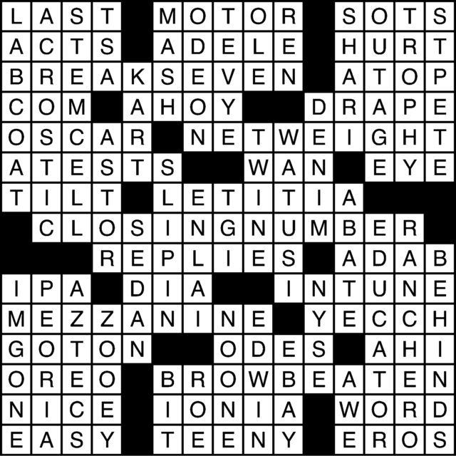 10/20/16 Crossword: Answers