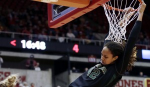 Baylor center Brittney Griner, right, dunks the ball over Iowa State center Anna Prins (55) during the first half of an NCAA college basketball game, Wednesday, Jan. 23, 2013, in Ames, Iowa. Associated Press