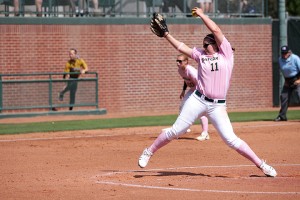 Senior left-handed pitcher Whitney Canion will look to bounce back from a knee injury this season. Canion missed all of last year, but two years ago she earned All-American honors for her work on the mound for the Bears.
Nick Berryman | Lariat File Photo
