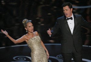 Kristin Chenoweth and Seth MacFarlane sing the closing song during the show at the 85th annual Academy Awards at the Dolby Theatre at Hollywood & Highland Center in Los Angeles, California, Sunday, February 24, 2013. (Robert Gauthier/Los Angeles Times/MCT)