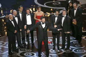Ben Affleck and the team behind "Argo" during the show at the 85th annual Academy Awards at the Dolby Theatre at Hollywood & Highland Center in Los Angeles, California, Sunday, February 24, 2013. (Robert Gauthier/Los Angeles Times/MCT)
