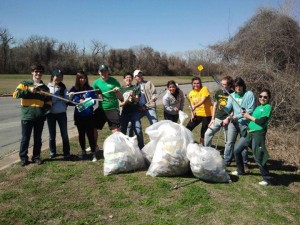 A group of students from the Global LLC went to Cameron Park on Feb. 16 to pick up trash in hopes of making the park more beautiful. (Courtesy photo)