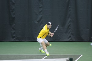 Baylor men's tennis at the Jim and Nell Hawkins Indoor Tennis Center on Saturday, Feb. 9, 2013. Travis Taylor | Lariat Photographer