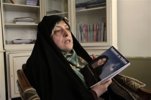 In this Thursday, Feb. 14, 2013 photo, Tehran City Council member Masoomeh Ebtekar, who was one of the students who occupied the U.S. Embassy in 1979 and acted as the Iranian students' spokeswoman, speaks in an interview with The Associated Press, in Tehran, Iran. Iran's state TV dismissed the Oscar-winning film "Argo" on Monday as an "advertisement for the CIA" and some Iranians called the award a political statement by America for its unflattering portrayal of the aftermath of the 1979 Islamic Revolution. Ebtekar says the film exaggerates the violence among crowds that stormed the compound in November 1979. (AP Photo/Vahid Salemi)
