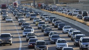 In this Friday, Feb. 1, 2013 photo, traffic stacks up on a highway in Dallas. (AP Photo/LM Otero)