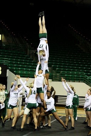 Baylor Acrobatics and Tumbling hosts its first home meet of the National Collegiate Acrobatics and Tumbling Association season when the Bears take on Azusa Pacific at 6:30 p.m. Tuesday, Feb. 26 at the Ferrell Center. Monica Lake | Lariat Photographer