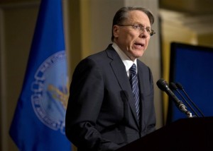  In this Friday, Dec. 21, 2012 file photo, The National Rifle Association executive vice president Wayne LaPierre, speaks during a news conference in response to the Connecticut school shooting in Washington.  Law-abiding gun owners will not accept blame for the acts of violent or deranged criminals, LaPierre said in his statement prepared for the hearing but released on Tuesday Jan. 29, 2013. Nor do we believe the government should dictate what we can lawfully own and use to protect our families.  Associated Press