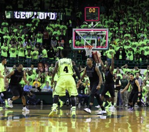 Fans react to stunning last second loss, as Baylor fell to No. 13 Kansas State 64-61 at the Ferrell Center on March 2, 2013.   Travis Taylor | Photographer