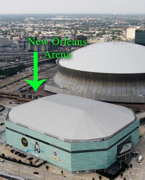 The New Orleans Arena sits adjacent to the Superdome. The New Orleans Arena will house the Women’s Basketball Final Four round April 7-9.  (Courtesy Photos)