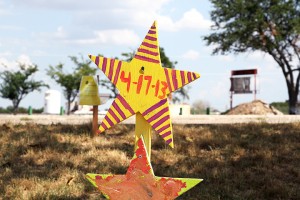 A star donated by Stars of Hope and painted by students of West stands near the site of the West fertilizer plant explosion. Damaged buildings and debris from the disaster have been demolished and removed. Photo taken on August 22 in West, Texas. Travis Taylor | Lariat Photo Editor