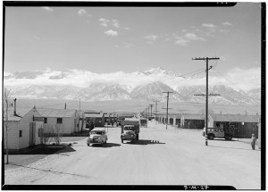 Street scene at the Manzanar Relocation Center in California, spring, 1943. (Ansel Adams/Library of Congress/MCT)