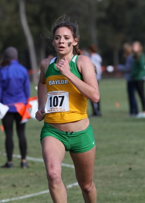 Junior cross country runner Rachel Johnson competes in the 2012 Big 12 cross country championships on Oct. 27, in Austin, Texas. Johnson is the most decorated cross country runner in Baylor history.  Photo Courtesy of Baylor Athletics