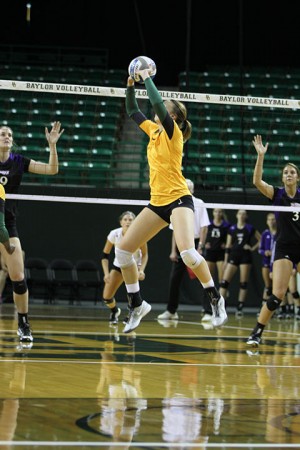 Baylor volleyball beat Northwestern State University in four sets at the Ferrell Center on Friday, September 13, 2013.   Travis Taylor | Lariat Photo Editor