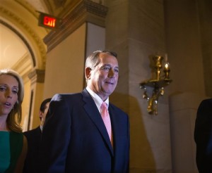Speaker of the House John Boehner, R-Ohio, returns to his office after a procedural vote on the House floor, at the Capitol in Washington, Monday, Sept. 30, 2013. The Republican-controlled House and the Democrat-controlled Senate are at an impasse as Congress continues to struggle over how to prevent a possible shutdown of the federal government when it runs out of money. President Barack Obama ramped up pressure on Republicans Monday to avoid a post-midnight government shutdown, saying that failure to pass a short-term spending measure to keep agencies operating would "throw a wrench into the gears" of a recovering economy. (AP Photo/J. Scott Applewhite)