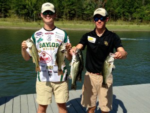 San Diego senior Tyler Torwick and Plano freshman Connor Case hold up their catch from a five fish limit competition at Lake Sam Rayburn. (Courtesy Photo)