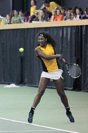 The Baylor women's tennis lost to No. 2 Florida University on Saturday, February 1, 2014 at the Jim and Nell Hawkins Indoor Tennis Center.   Travis Taylor | Lariat Photo Editor