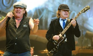 AC/DC lead singer Brian Johnson and guitarist Angus Young perform at Time Warner Cable Arena in Charlotte, North Carolina, Thursday, December 18 2008. (Jeff Siner/Charlotte Observer/MCT)