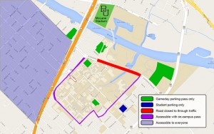 Map of parking availability for Baylor's campus on gamedays. 