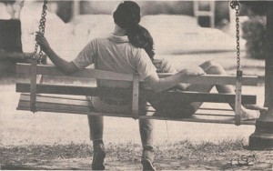 The five green and gold swings are one of Baylor’s greatest traditions. This photo, taken on campus Sept. 5, 1978, shows students relaxing on a  bench in front of Founders Mall.