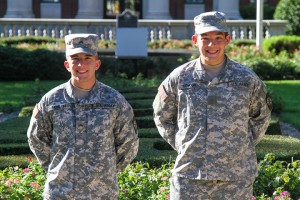 Sophomore Connor McHugh and freshman Dylan McHugh, the first siblings to go through Baylor ROTC together, will be pledging their services to the military following their graduations, this week.Skye Duncan | Lariat Photographer