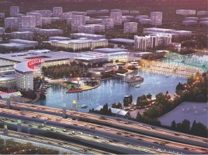 This rendering shows the proposed Brazos Riverfront project. Work on the project has been suspended.Courtesy Art