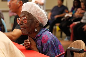 An elderly woman looks on as Friends for Life celebrates its 25th anniversary. Friends for Life helps the elderly and disabled community of Waco.Constance Atton | Lariat Photographer