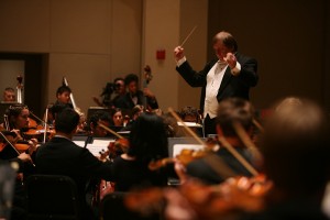 Stephen  Heyde, director of orchestral activities and conductor-in-residence, conducts Baylor Campus Orchestra. Heyde said classical music’s importance is rooted in its ability to connect generations spanning hundreds of years.Courtesy Photo