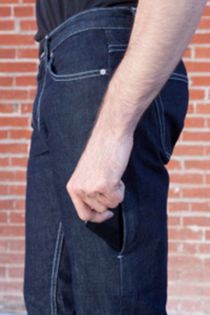 A new line of denim called I/O Denim now offers men jeans with pockets large enough to accommodate smartphones.Courtesy Photo