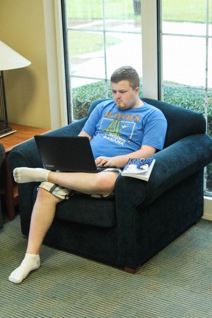Kingsville senior Jamer Herd participates in National Novel Writing Month by typing up part ofa novel for a second series.Hannah Neumann | Lariat Staff Writer