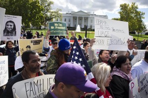 People rally for comprehensive immigration reform outside the White House on Nov. 7 in Washington. According to advocates in touch with the White House, President Barack Obama is poised to act soon to unveil a series of executive actions on immigration.Associated Press