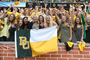 Baylor students show their pride at the game against TCU in McLane Stadium. The Bears will play at home against Kansas State at 6:45 p.m. Saturday.Carlye Thornton | Lariat Photo Editor