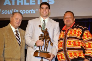 Senior quarterback Bryce Petty poses after accepting the Bobby Bowden Award in Dallas from the Fellowship of Christian Athletes.Baylor Photography