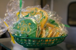 Green and gold BU cookies are for sale at The Mix Cafe, which opened recently on the edge of Baylor's campus by Bagby and 5th Street.