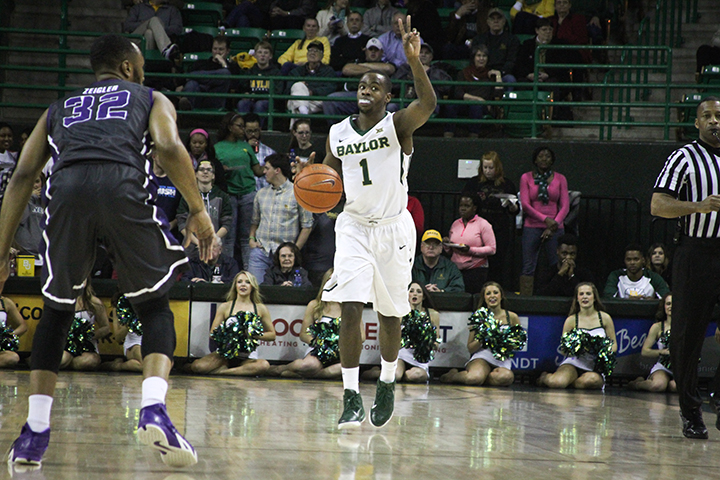 Senior guard Kenny Chery calls a play during Baylor's 77-57 win over TCU on Wednesday. Chery scored 11 points in the first half on five shots.Jess Schurz | Lariat Photographer