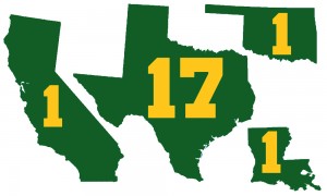 Baylor's 2015 signing class featured 17 players from Texas and one of each from California, Oklahoma and Louisiana.