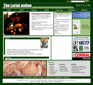 A screenshot of the Lariat's website circa October 30, 2007.  WayBack Machine