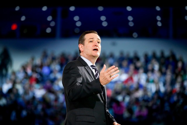 Sen. Ted Cruz, R-Texas, speaks at Liberty University on Monday in Lynchburg, Va., to announce his campaign for president. Cruz, who announced his candidacy on Twitter in the early morning hours, is the first major candidate in the 2016 race for president. Associated Press