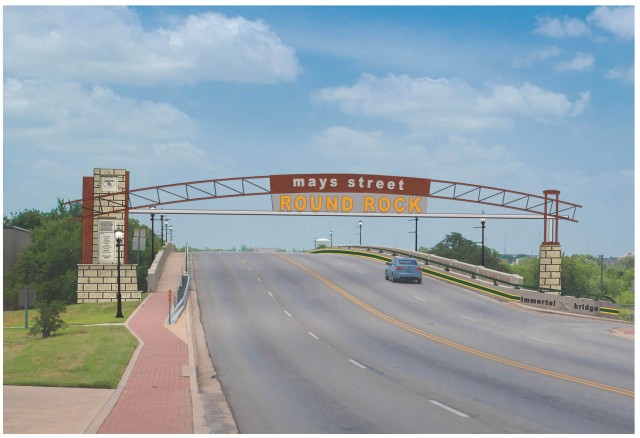 An artist's illustration of the future bridge to be built in Round Rock commemorating the Immortal Ten.  Courtesy Art