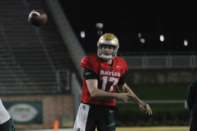 Junior quarterback Seth Russell throws a pass during Baylor's spring game on Friday. Kevin Freeman | Lariat Photographer