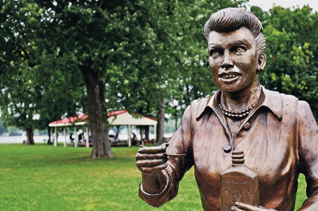 A bronze sculpture of Lucille Ball is displayed in Lucille Ball Memorial Park in her hometown village of Celoron, N.Y. Since the sculpture was unveiled in 2009, it has been blasted by critics who say it bears little or no likeness to the popular 1950s sitcom actress and comedian.  Associated Press