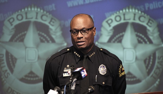 Dallas Police Chief David Brown speaks during a news conference on Nov. 17, 2011 at police headquarters in Dallas. Amid the national focus on deadly police shootings, records show scores of Dallas officers remain on the job despite being punished for serious offenses such as theft and excessive force.  Associated Press