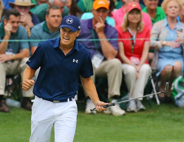 Jordan Spieth celebrates after winning his first ever Masters Championship on Sunday in Augusta, Ga.   Associated Press