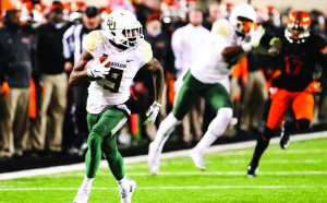 Baylor Wide Receiver KD Cannon (9) had his biggest performance of the season as third-string quarterback Chris Johnson led the Bears to their first win over Oklahoma State in Stillwater, Okla., since 1939.