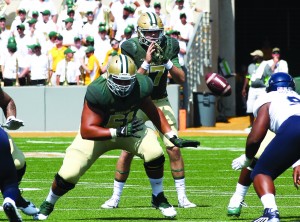 Baylor Quarterback Seth Russell (17); Russell's six touchdowns through the air tied a Baylor record. Russell and the Bears routed the Rice Owls, winning the game 70-17.