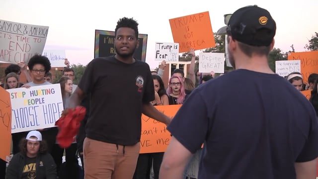 Anti-Trump protestors take message to Fountain Mall, met with Trump supporters