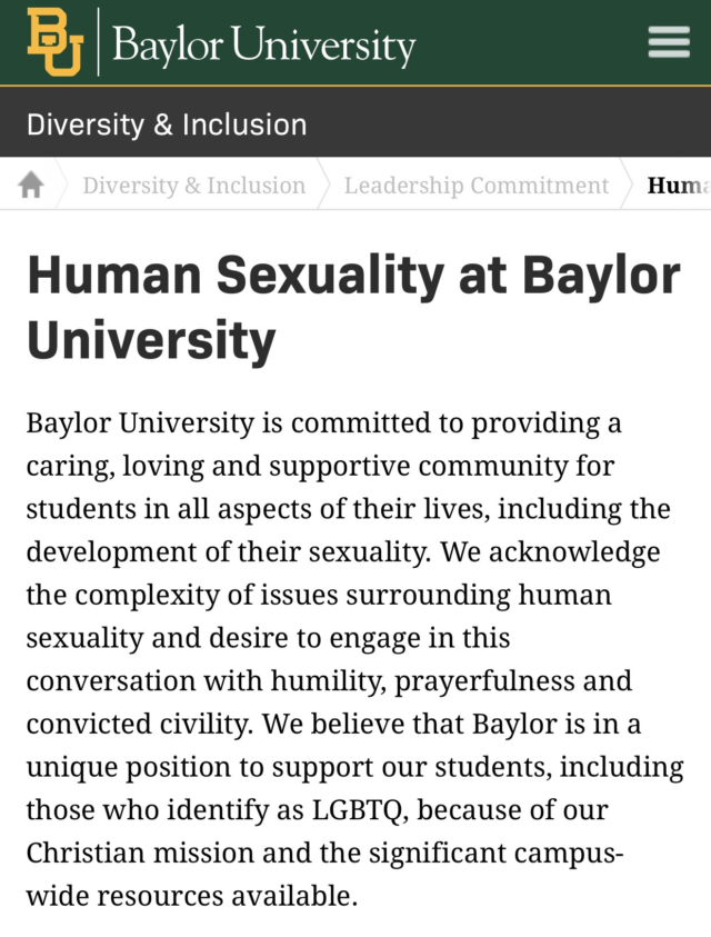 New web page affirms university stance on sexuality